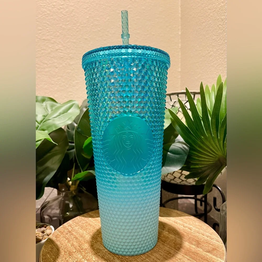 Starbucks Ombré Aqua Splash Oil Slick Blue Tumbler Studded 24oz Venti Tumbler